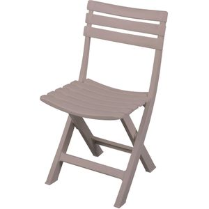 Klapstoel voor buiten/binnen - beige - 41 x 79 cm - stevig kunststof - Bijzet stoelen - Klapstoelen