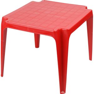 Sunnydays Kindertafel - rood - kunststof - buiten/binnen - L56 x B51 x H44 cm - Bijzettafels