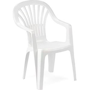 Monobloc stapelbare stoel met hoge rugleuning, Made in Italy, 55 x 56 x 89 cm, witte kleur