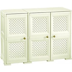 Tontarelli S.p.A. Hoogwaardige commode voor binnen en buiten, met vlecht-look, DRIE deuren en extra breedte van 118 cm, kleur: Angora White - Design voor uw huis, Made in Italy