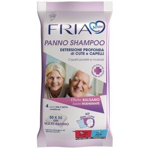 Fria Senior Droge Shampoo Cap - Regenererende werking - Zonder uitspoelen - Zonder parabenen - No SLES/SLS - Hypoallergeen - Formaat: 4 Maxi-doekjes 50 x 35 cm