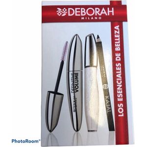 Deborah Milano gecshenkset - Definitive Volume Mascara + Lipgloss Euforisch Glans + Oogpotlood