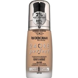 Deborah Milano Vloeibare make-up, 24 uur perfect, hydraterend, SPF 20, nr. 2 True Beige, 30,0 ml, 1
