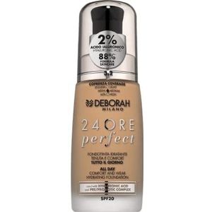 Deborah Milano Vloeibare make-up, 24 uur perfect, hydraterend, SPF 20, nr. 3.2 Hazelnut, 30,0 ml, 1