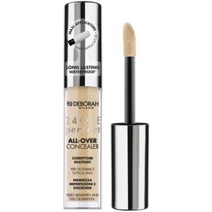 Deborah Milano Vloeibare concealer, 24 uur, perfect all-over met hyaluronzuur, 2,1 licht, lange houdbaarheid, waterdicht, hoge dekking en hydraterend, minimaliseert donkere kringen en dyscromie van