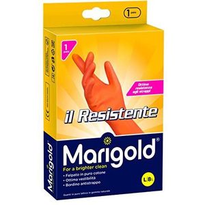 Marigold 145682 Guanto Il Resistente, massima elasticità e resistenza, dubbele strato di lattice, felpato in puur katoen, manica-lunga en bordino frenagocce antistrappo, Taglia L
