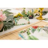 Givi Italia naamkaartjes/plaatskaartjes - bruiloft - groen/wit - jungle motief - 8x stuks - 10 x 5 cm
