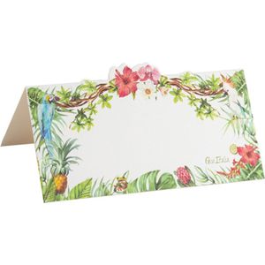 Givi Italia naamkaartjes/plaatskaartjes - bruiloft - groen/wit - jungle motief - 8x stuks - 10 x 5 cm