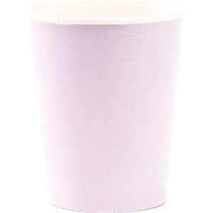 Feestbekers met hoesjes - 8x - lavendel paars - papier - 250ml