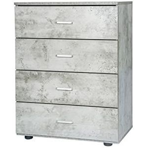 Di.Mo Casa Collection commode van hout met 4 laden, 63 cm lengte x 40 cm breedte x 82 cm hoogte, beton