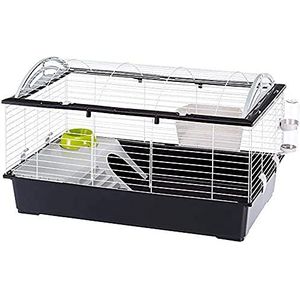 Ferplast Knaagdierkooi CASITA 100 voor konijnen, cavia's, cavia's, van metaal, accessoires inbegrepen: Voederbak, drinkbak, drinkbak, huis 96 x 57 x 56 cm