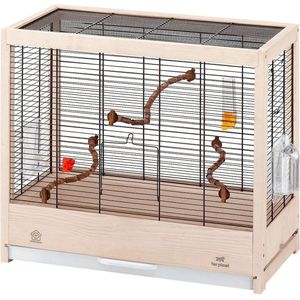 VEVOR Grote vogelkooi, 45,7 x 35,5 x 151 cm, zitkooi met open bovendeel, beweegbare standaard, 4 zitstokken, nimfeenkooi, speelgoed voor huisdieren, zwart