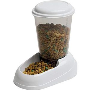 Ferplast Droogvoerdispenser voor honden en katten 3 liter ZENITH Praktische voerdispenser voor huisdieren, koekjes voor dieren, transparante tank met deksel, antislipbodem, 29,2 x 20,2 x h 28,8 cm wit