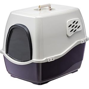 Ferplast Kattenbak met Deksel MAXI BILL, Grote Kattenbak, Kattenbak met Kap, met 2 Anti-Geurfilters, 57 x 45 x h 48 cm, Verduisterde Deur en Handvat