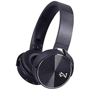 Trevi DJ 12E50 BT digitale hifi-hoofdtelefoon met Bluetooth, AUX-in, compatibel met pc en smartphone, geïntegreerde microfoon, oproepknop, licht en opvouwbaar, oplaadbare batterij, zwart