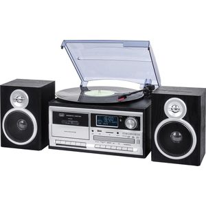 Stereo platenspeler met digitale radio ontvanger, DAB / DAB+ / Bluetooth  / USB / Aux-in / CD - Trevi TT1072, zwart