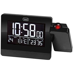 Trevi EC 884 PJ wekker met projectietijd en groot display met achtergrondverlichting, kalender, temperatuur, luchtvochtigheid, dimfunctie, snooze, twee programmeerbare wekkers, USB-aansluiting