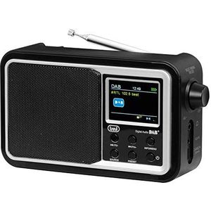 Trevi DAB 7F96 R draagbare radio met DAB/DAB+/FM-ontvanger, 2 inch kleurendisplay, geheugenstations, Bluetooth, AUX-IN, klok met twee programmeerbare wekkers, oplaadbare batterij