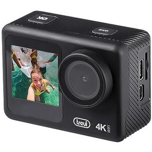 Trevi GO 2552 4K 4K WiFi sport actiecamera met dubbel display, 30 meter waterdichte hoes, 360° opnamehoek, geïntegreerde microfoon, micro-HDMI en micro SD, oplaadbare batterij