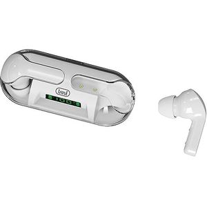 Trevi HMP 12E08 Air Bluetooth-hoofdtelefoon met magnetische haak, geïntegreerde microfoon, multifunctionele touch-bediening, oplaadbare batterij, hoes/oplaadstation, 4 uur batterijduur, type C