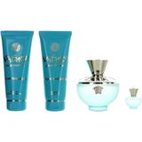 Versace Pour Femme Dylan Turquoise Geschenkset 100ml EDT + 100ml Douchegel + 100ml Body Lotion + Roze Tasje