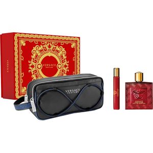 Versace Eros Flame Natural EDP Spray mit Kosmetiktasche 3-teiliges Geschenkset für Männer