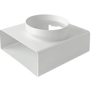 La Ventilation CRTV229B T-stuk verticaal van ronde buis Ø 150 mm tot rechthoekig 220 x 90 mm. Kleur: wit.