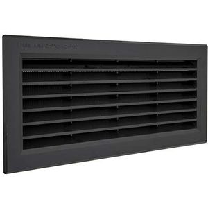 La Ventilation P31R13N ventilatierooster rechthoekig van zwart kunststof voor inbouw met insectennet, afmetingen: 315 x 136 mm