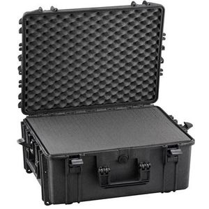 Perel Harde koffer, waterdicht (IP67), noppenschuim, plukschuim, 4 sloten, polypropyleen, zwart, 594 x 473 x 270 mm