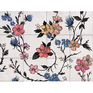 Wandtegel Marazzi Rice 45x60 cm Decor Garden B Glans Bianco (prijs per decor)