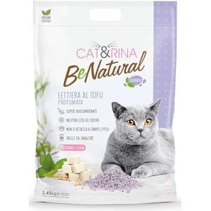 Cat&Rina BeNatural Tofu kattenbakvulling, 5,5 l, plantaardig, klonterend, voor maximaal 30 dagen gebruik, verwijdering in de biologische of toilet, tegen geur van lavendel.