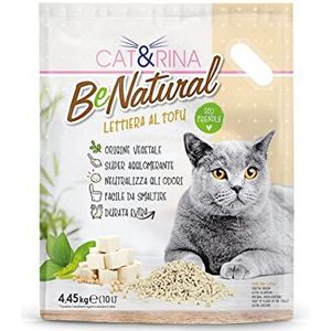 Cat&Rina Tofu 1478.7 Kattenbakvulling, 10 l, plantaardig klonterend kattenbakvulling, tot 60 dagen gebruik, verwijdering in organisch of toilet, geurloos, maxi-formaat, natuurlijk, 1478.7