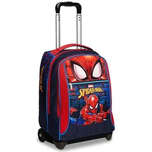 Seven Spider Man - Koffer met twee compartimenten en vaste trolley, rood en blauw