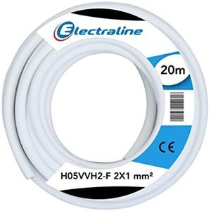 Electraline Kabelrol H05VVH2-F, 2x1 mm², lengte 20 m, Wit