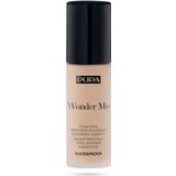 Pupa Foundation Fluide Waterproof Wonder Me (020 Light Beige Warm), onmiddellijke perfectie en absolute lichtheid, lange levensduur, water- en vochtbestendig, 30 ml formaat