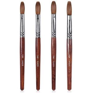 KADS Kolinsky Sable Acryl Nail Art Borstel Rood Hout Pen Nagelborstel voor Nail Art Manicure Tool (Set van 4)