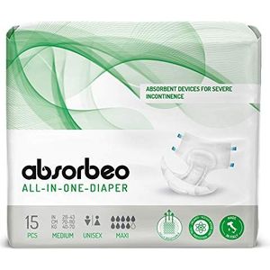 Absorbeo W26MM4100ND-15 - All-In-One Luaper Maxi - Unisex Absorberende Apparaten voor Ernstige Incontinentie, Maat M (15 stuks/verpakking)