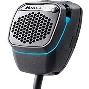 Midland Dual Mike CB-microfoon, digitaal, bluetooth, voorversterker, 4-pins, 48, verbinding met CB en smartphone, met analoge PTT, luidspreker en DSP voor een betere spraakkwaliteit, zwart