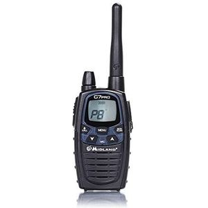Midland G7 Pro C1090.14, Radio Zender Ontvanger Walkie Talkie Dual Band 8 Kanalen PMR446 en 69 Kanalen LPD, 4 Oplaadbare Batterijen Ni-MH AA 1,2V/1800 mAh, Oplader en Riemclip