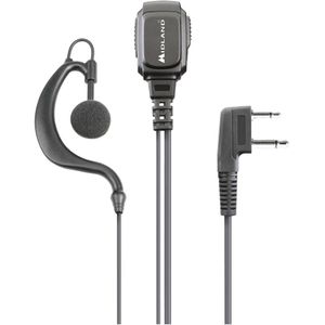 Midland Microfoon, MA21-L PRO met spiraalkabel, mono-hoofdtelefoon, VOX/PTT-schakelaar en L-aansluiting, 2-polig, zwart