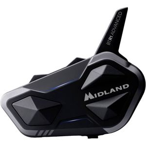 Midland BTR1 Advanced Single C1529 Motorintercomsysteem, bluetooth, enkele headset, waterdicht IPX6, ruisonderdrukking, tot 4 personen, accu 23 uur, bereik tot 1,2 km