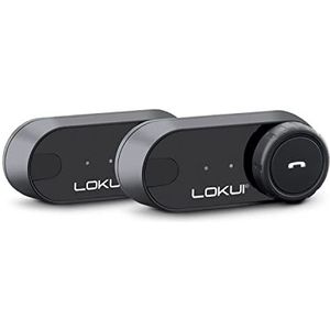 Lokui, K30 Twin Motorintercom met Bluetooth, 1 paar, hoofdtelefoon voor helm met ruisonderdrukking, communicatie voor bestuurder en passagiers, bereik 800 m, FM-radio, autonomie 10 uur, 2