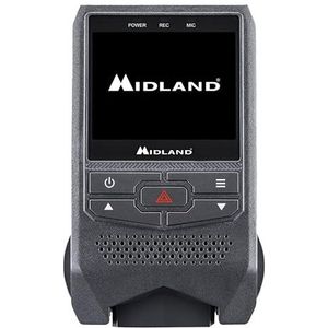Midland Street Guardian Easy met geïntegreerd 2 inch scherm, 1080p 30fps, Full HD dashcam met 120° groothoeklens, microSD-slot, zwart