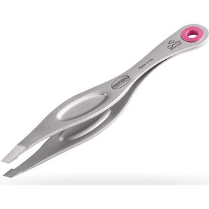 Premax - Ringlock Pincet Schuin - Roze - RVS - Geschikt voor Nauwkeurig Verwijderen van Lichaamshaar