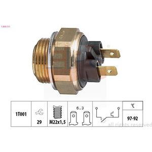 Temperatuurschakelaar, Radiateurventilator Citroen, Peugeot, Skoda, Volkswagen Eps Facet 1..
