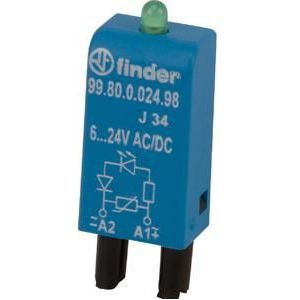 Finder module sygnalizacyjny LED groen + warystor 6 - 24V AC / DC (99.80.0.024.98)