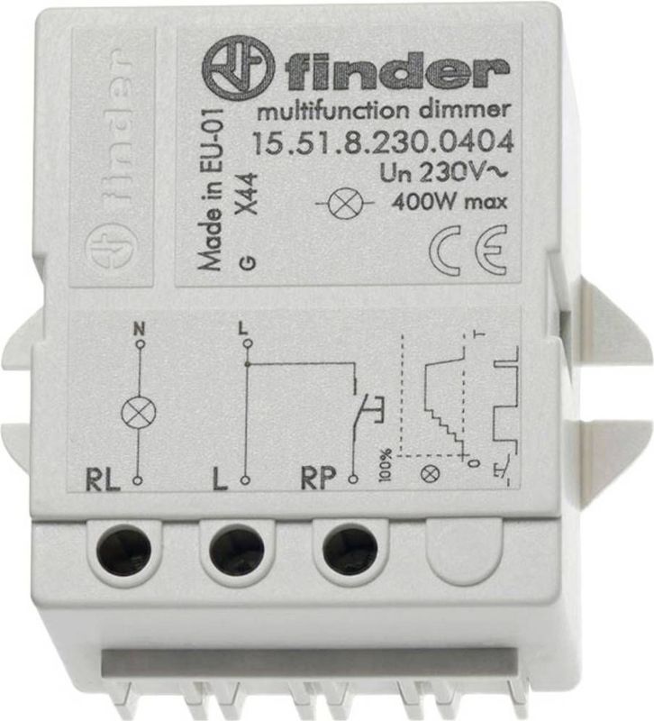 Finder - Type 15.51.8.230.0404 - Stroomstootrelais met Dimmer - 400 W - Inbouwinstallatie