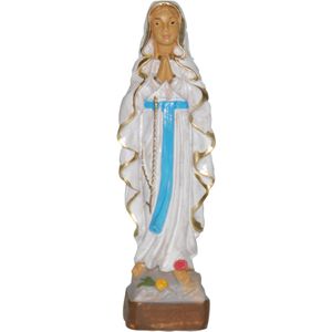 Beeldje - Biddend Maria Lourdes - Wit - Polystone - 10 cm
