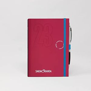 Smemoranda - Dagplanner voor 12 maanden, januari - december 2023 - harde kaft, geruit - middenformaat: 11,2 x 16,4 cm - pen inbegrepen - kleur alpenviooltjesroze, P000597