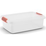 Kis K Latch Box M - Opbergbox met Deksel - 28L - 59x39x18cm - Transparant/Oranje clips